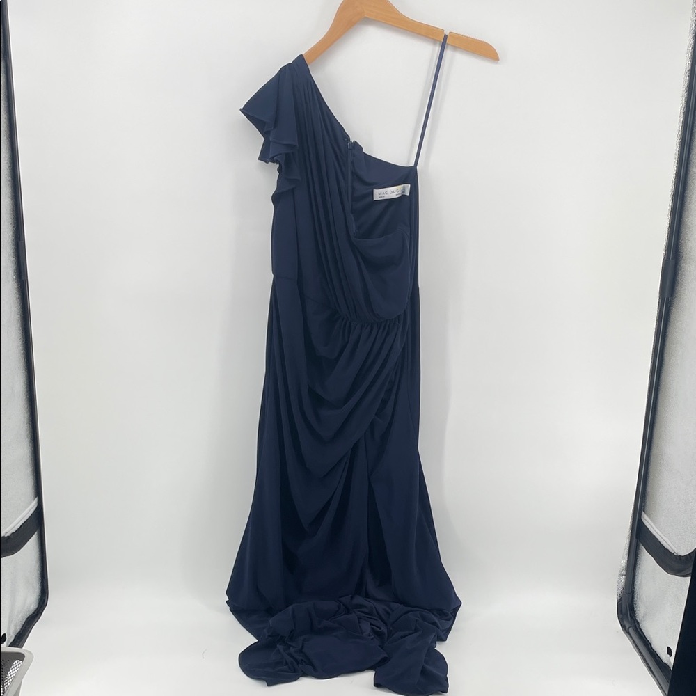 Mac Duggal One Shoulder Floor Length Gown in Navy 8 A21